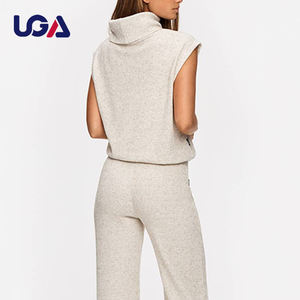 <span class=keywords><strong>UGA</strong></span>, venta al por mayor, suéter liso con cuello de <span class=keywords><strong>tortuga</strong></span> para mujer, Tops de algodón orgánico para mujer, sudaderas con capucha recortadas - Product Image 6