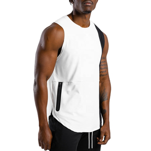 Premium Wholesale Fleece-Lined Side Panel <b>Tank</b> <b>Top</b> for <b>Men</b> <b>Black</b> and White Color Contrast Sleeveless Shirt for Gym <b>Tank</b> <b>Tops</b> - Product Image 1