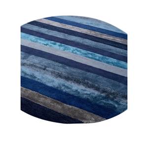 Alfombra Rectangular Caliedo de Lana y Viscosa con Rayas Azules, Hecha a Mano, 9x12, para Sala de Estar, Entrada o Pasillo -Tra-14877 - Product Image 2