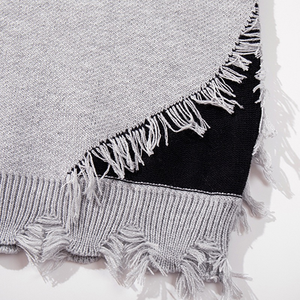 Pull-over en tricot personnalisé OEM pour hommes en coton jacquard d'hiver déchiré col rond anti-rides LOGO - Product Image 5