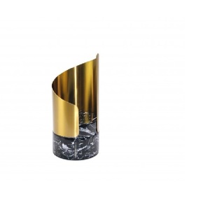 Support de pilier design fait à la main nouveau style marbre et métal support votif finition dorée bougeoir chauffe-plat - Product Image 5