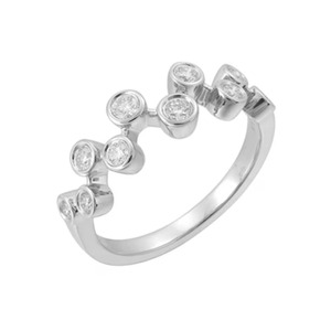 Bague élégante Chevron en diamants de laboratoire faits à la main, F-VS2, bijoux en diamants synthétiques, or massif 14 carats, sertissage à griffes - Product Image 2