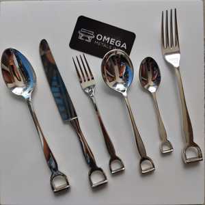 Juego de 6 cubiertos de acero inoxidable personalizados, cubiertos de plata de calidad para restaurantes con cuchara de cena y tenedores, acabado de latón - Product Image 1