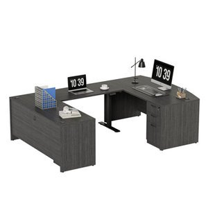 Bureau de direction en forme de U à hauteur réglable DESK-0088, bureau d'ordinateur en bois d'ingénierie - Product Image 1