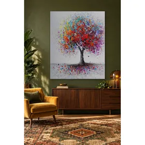 Impression sur toile Fida d'un arbre coloré à pois sur fond gris - Product Image 3