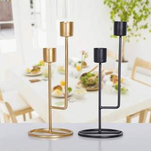 Soporte de vela de Base de hierro hecho a mano de lujo moderno de nuevo diseño con acabado negro para decoración de mesa de hogar y oficina - Product Image 3