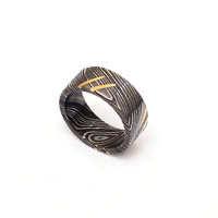 Boîte à bague Burraq Classic en acier Damas, faite à la main, avec sertissage clos, cadeau idéal pour papa, petit ami - Unisexe, usage quotidien, OEM