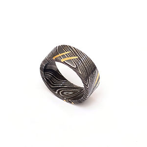 Bague en acier Damas classique Burraq, fabriquée à la main, avec boîte à bague, cadeau idéal pour papa, mari, petit ami, personnalisation OEM - Product Image 2