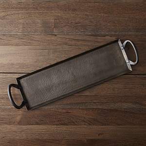 Plateau rectangulaire en aluminium au design vintage avec poignée en plumes, vaisselle décorative, plateau de service pour aliments à prix abordable - Product Image 5