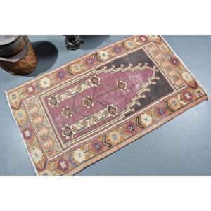 Traditionnel violet brun 2.7 X 4.5ft grande surface Vintage tapis turc laine peau de vache Latex rectangulaire Patchwork peluche pour couloir - Product Image 2