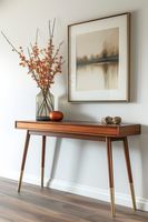 Table console classique en bois avec tiroirs de rangement et design vintage pour l'aménagement du couloir