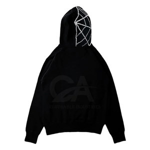 เสื้อฮู้ดสไตล์ฮิปฮอป ประดับคริสตัลหรูหรา แบบโอเวอร์ไซส์  ทันสมัย - Product Image 3