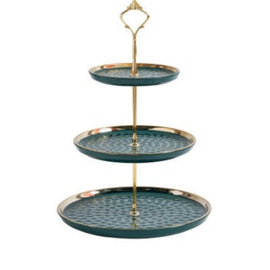 ชุดอุปกรณ์เสิร์ฟเค้กตกแต่งโต๊ะสำหรับงานเฉลิมฉลองสุดหรู ขนาดมาตรฐาน ฐานโลหะแกะสลักด้วยมือ สำหรับเสิร์ฟเค้กวันเกิด - Product Image 2