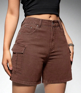 Pantalones cortos de mezclilla con lavado ácido de cintura alta de verano para mujer, pantalones calientes azules, nuevos y elegantes pantalones holgados de talla grande OEM al por mayor 2026 - Product Image 3