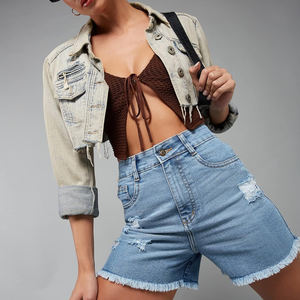 Shorts Vaqueros Premium para Mujer con Bolsillos 3D, Transpirables, Cintura Media, Estilo Hip Hop, Casuales, con Logotipo Personalizado, Tallas Grandes, Tejido de Punto - Product Image 5