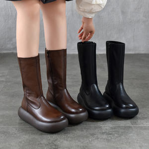Bottes de mariée pour femmes, hauteur genou, en cuir blanc, talon bloc, bottes d'hiver pour femmes - Product Image 3
