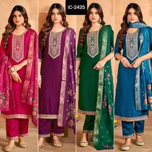 Nouveau Designer Femmes Porter Fantaisie Salwar Kameez Costume avec Pur Visqueux imprimé avec Jacquerd Border Dupatta Ensemble pour Femmes Vêtements - Product Image 4