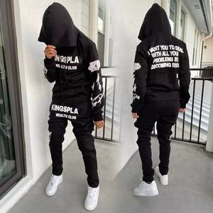 Chándal de algodón 100% con logotipo personalizado para hombre, ropa deportiva masculina de dos piezas con estampado 3D de farol y forro polar - Product Image 5