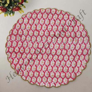 Serviette de table ronde moderne imprimée à la main 100% coton Design unique pour avion, hôtels et usage domestique EN080 - Product Image 2