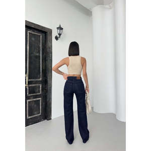 Jean droit taille haute 7033 - Bleu moyen et teinté - Product Image 3