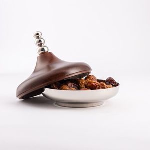 Tazón de fecha de diseño árabe de Oriente Medio, olla Khajoor con acabado de nuez para boda, mesa de Hotel, tazón de fecha para servir frutas secas - Product Image 2