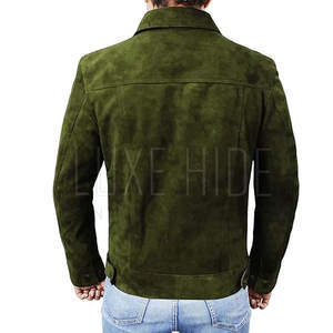 Nueva moda de los hombres chaqueta de cuero de gamuza a prueba de viento chaqueta de cuero de gamuza Venta caliente hombres ropa chaqueta de cuero de gamuza - Product Image 4