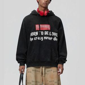 เสื้อมีฮู้ดผ้าฟลีซย้อมสีล้วนสำหรับผู้ชายเสื้อซักด้วยกรดผ้าฝ้าย100% ไซส์ใหญ่พิเศษปักแบรนด์สำหรับฤดูหนาวขายส่ง - Product Image 2