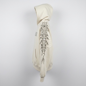 Sudadera con capucha de invierno para mujer, estilo urbano, de algodón de 500 g/m², con estampado puff, lavado ácido, gráfico de gemas, pedrería y cristales, efecto desgastado - Product Image 3