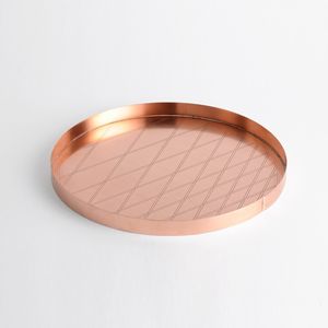 Bandeja de Servir Rectangular de Cobre Hecha a Mano, Bandeja Decorativa con Pulido Natural y Diseño Martillado a Mano - Product Image 4