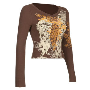 Top corto con estampado floral personalizado para mujer, camisetas transpirables de moda de verano, respetuosas con el medio ambiente - Product Image 2