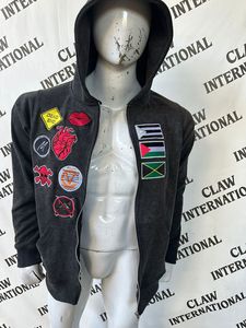 Felpe con Cappuccio da <span class=keywords><strong>Uomo</strong></span> in Cotone 100% Felpato, Taglio Corto, Pesanti, Vintage, Effetto Usurato, con Ricamo a Patch, Lavaggio Acido, Traspiranti, Antivento, ad Asciugatura Rapida - Product Image 4
