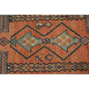 พรมตุรกีแบบคลาสสิก1.4 x 2.9ft สีส้มสีเขียวงานปะวัสดุขนสัตว์ด้านหลังยางสี่เหลี่ยมผืนผ้าสำหรับโถงทางเดินขนาดใหญ่พรม - Product Image 5