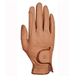 Meilleure vente QHP demi-doigt gants d'équitation dernière conception en cuir numérique en brun chocolat pour l'équitation d'hiver en gros - Product Image 1
