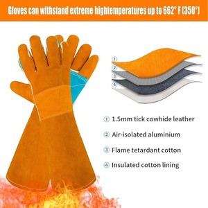 Guantes de cuero de manga larga a prueba de mordeduras para el cuidado de animales, guantes de protección para entrenamiento de serpiente y gato - Product Image 3