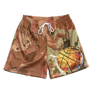 Shorts de basket-ball pour hommes de haute qualité en maille de polyester personnalisés par un designer Respirant à double couche Tricoté Taille élastique grande taille - Product Image 3
