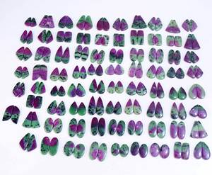 100% rubí Natural en par de zoisita, par de cabujones de piedras preciosas sueltas, piedras preciosas sueltas de alta calidad para usar en la fabricación de joyas - Product Image 6