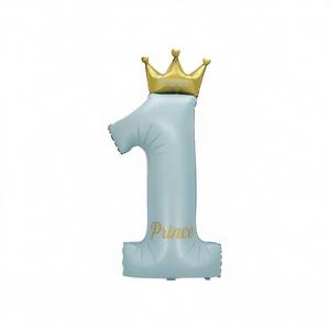 Globo de aluminio número 1 con corona azul 57X124Cm decoración para fiestas - Product Image 2