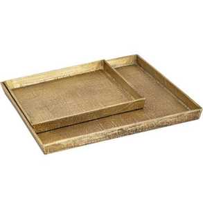 Bandeja Decorativa Rectangular de Aluminio Martillado Dorado, Diseño Art Deco Hecho a Mano, Personalizable, Artesanía Metálica, Decoración Personalizada - Product Image 4