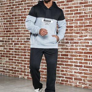 Survêtement pour hommes Pullover à capuche ajusté de haute qualité Survêtement avec logo personnalisé Survêtements de jogging en polaire colorblock fabriqués au Pakistan - Product Image 6