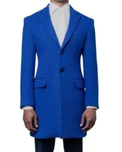 Chaqueta azul real para hombre, gabardina, abrigo largo, moda informal, abrigo de doble pecho, abrigo largo de Tweed negro de lujo, chaquetas largas