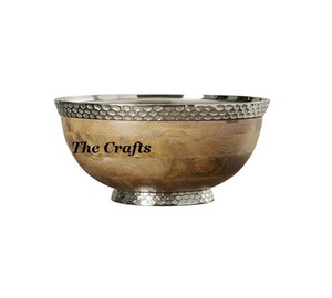 Juego de diferentes diseños de tres cuencos de madera para servir frutas, cuencos para servir ensaladas de forma redonda para venta al por mayor - Product Image 5
