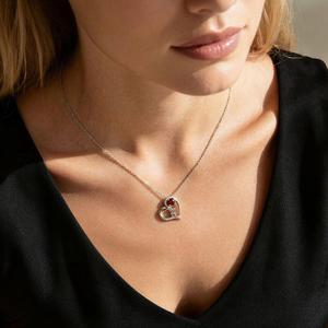 Collar Jeulia personalizado con forma de corazón de vaca de las Tierras Altas y piedra de nacimiento grabada, regalo para ella - Product Image 3