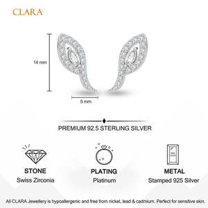 Boucles d'oreilles tendance en argent sterling 925 de qualité supérieure pour femmes et jeunes filles, design clou, motif cœur et plante, or rose, diamant taille marquise - Product Image 5