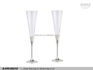 Ensemble de 2 flûtes à champagne Winko ARRAY, avec motif linéaire, argentées/lacquées - Product Image 1