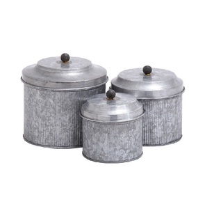 Fournisseur de boîtes à café galvanisées de qualité supérieure, boîte de rangement artisanale de forme ronde, ustensiles de cuisine, boîte en métal pour comptoir - Product Image 5