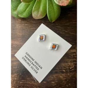 Zuni Handcrafted Multi Stone & <b>Sterling</b> <b>Silver</b> <b>Stud</b> <b>Earrings</b> - Product Image 4