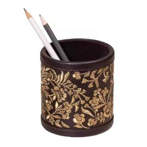 Organizador de escritorio moderno hecho a mano de Metal y madera con acabado de Color marrón, portalápices multifuncional para el hogar, oficina, uso de mesa escolar - Product Image 1