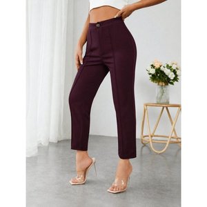 Pantalones de Buceo de Cintura Alta para Mujer con Detalle de Bolsillo, 36492 - Color Ciruela - Product Image 1