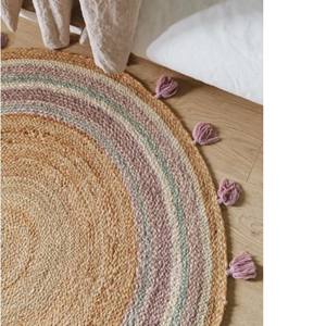 Tapis rond en jute tissé à la main avec des glands, tapis de sol tressé naturel pour la chambre d'enfant, la crèche, le salon, la décoration de la maison - Product Image 5