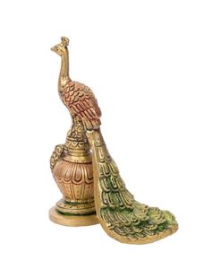 Pièce décorative en laiton antique en forme de paon - 6 pouces de hauteur Décoration d'intérieur dorée Style moderne Décoratif - Product Image 5